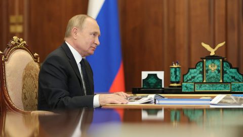 Russian President Vladimir Putin pictured during a meeting at the Kremlin in Moscow on Monday.