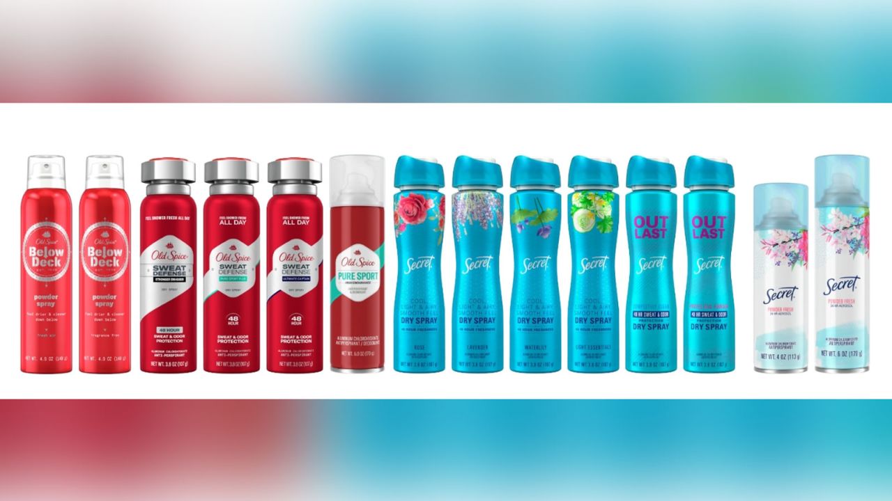 Specific Products included in Voluntary P&G Aerosol Spray Antiperspirant Recall (Photo: Business Wire)