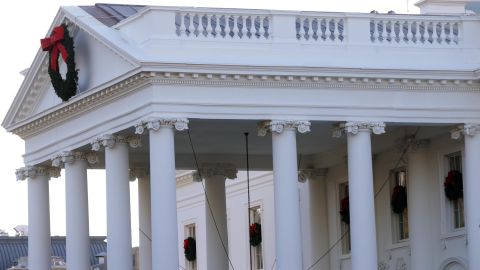 Holiday decorations are displayed at the White House.
