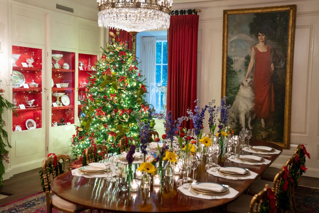 The China Room of the White House is decorated for the holiday season.