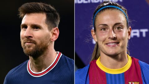 A split of Lionel Messi and Alexia Putellas.