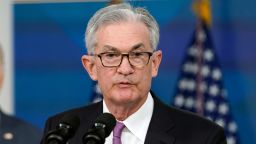 FILe - Federal Reserve Chairman Jerome Powell speaks during an event in the South Court Auditorium on the White House complex in Washington, on Nov. 22, 2021. Powell says that the appearance of a new COVID-19 variant could slow the economy and hiring. He also says it raises uncertainty about inflation. Powell says in remarks to be delivered to the Senate Banking Committee Tuesday that he recent increase in coronavirus cases and the emergence of the omicron variant pose downside risks to employment and economic activity and increased uncertainty for inflation. (AP Photo/Susan Walsh, File)