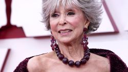 LOS ANGELES, CALIFORNIA -- APRIL 25: Rita Moreno, jewelry detail, attends the 93rd Annual Academy Awards at Union Station on April 25, 2021 in Los Angeles, California. (Photo by Chris Pizzello-Pool/Getty Images)