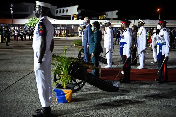 Britain's Prince Charles arrives at Bridgetown Airport on November 28, as Barbados prepares to mark the removal of Queen Elizabeth II as sovereign.