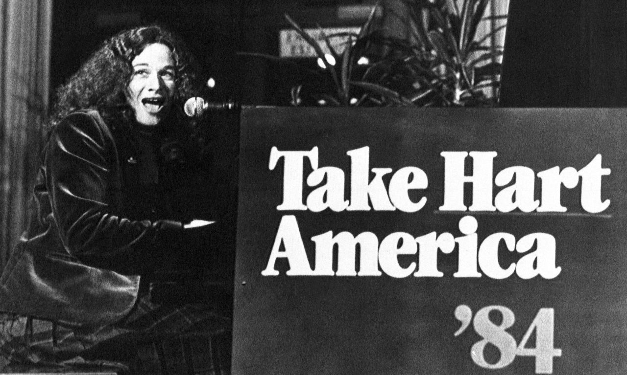 King campaigns for Democratic presidential candidate Gary Hart during a visit to Pennsylvania State University in 1984. Hart, an attorney and author, served in the Senate from 1975 to 1987 and ran for president in 1984 and 1988.