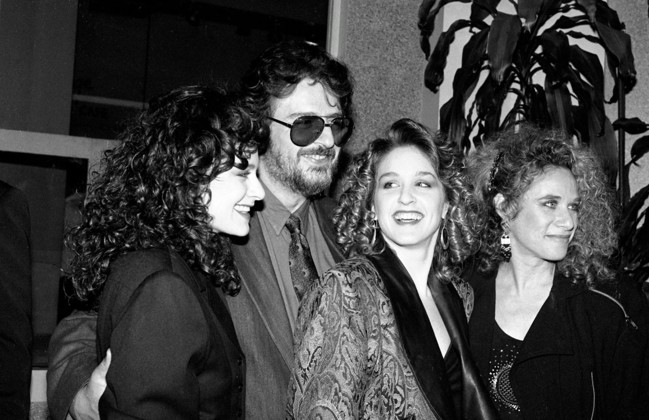 Goffin and King with their daughters Louise Goffin and Sherry Goffin Kondor backstage at a Songwriters' Academy event in Los Angeles in the 1980s. Goffin and King were inducted into the Songwriters Hall of Fame in 1987.