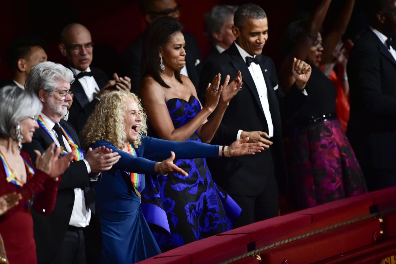 In a star-studded celebration at the Kennedy Center Opera House, King receives the<a href="https://www.cnn.com/2015/07/15/entertainment/feat-kennedy-center-honors-lucas-king/index.html" target="_blank"> 2015 Kennedy Center Honors.</a> She won the award alongside "Star Wars" creator George Lucas, the bestselling band, the Eagles, actress and singer Rita Moreno, conductor Seiji Ozawa, and actress Cicely Tyson. This was the 38th annual Kennedy Center Honors. 