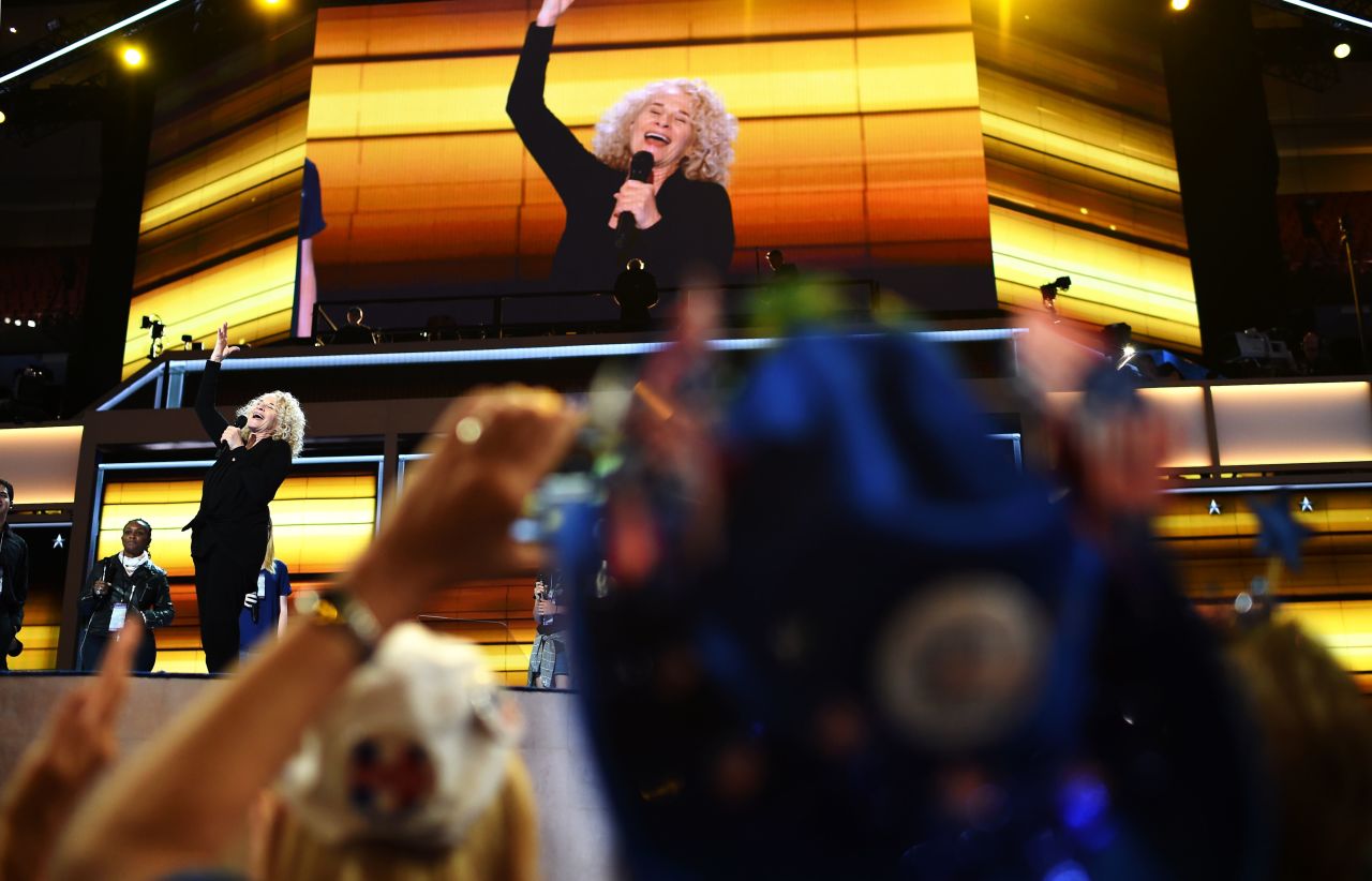 Delegates watch King during rehearsal before the last day of the Democratic National Convention in Philadelphia in 2016.