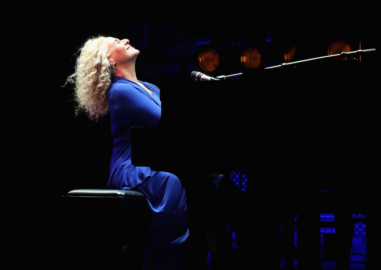 King sings at the five-year anniversary celebration for the Broadway musical "Beautiful: The Carole King Musical" in 2019. The award-winning musical is the story of King's journey from teenage songwriter to the Rock & Roll Hall of Fame. "Beautiful" received a Grammy Award for Best Musical Album of 2015.