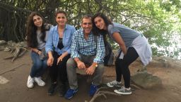 This is a family photo taken on a family trip in 2017, showing Ariana, Bahareh, Emad, and Hannah Shargi.