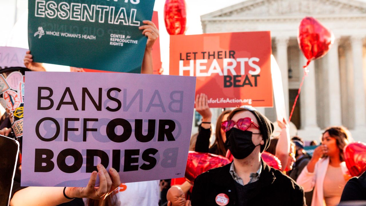 Demonstrators hold rallies at the Supreme Court on the day it hears arguments on the Texas abortion ban.