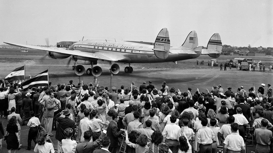 Pan Am's first around-the-world air passenger service set off from New York's LaGuardia in 1947. 