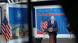 US President Joe Biden speaks on supply chain issues in the South Court Auditorium of the Eisenhower Executive Office Building, next to the White House in Washington, DC on December 1, 2021. 