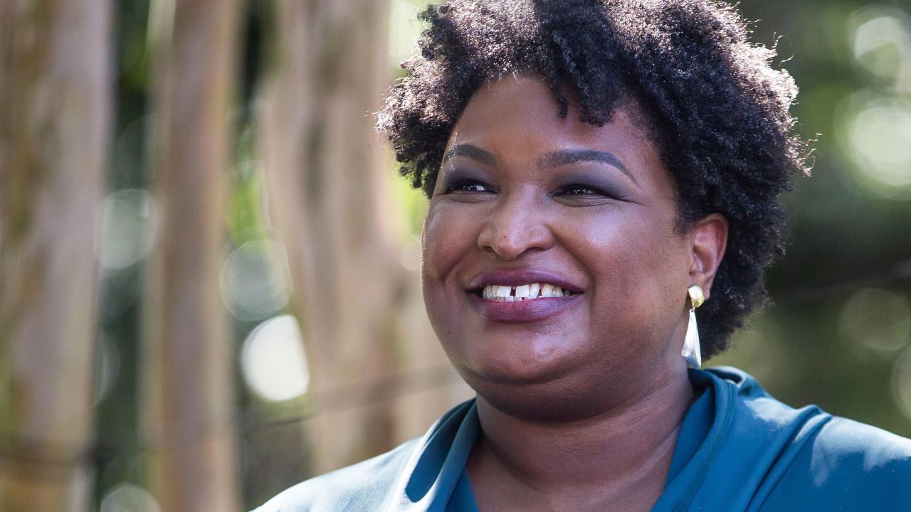 Georgia Democrat Stacey Abrams is introduced before speaking at a rally for former Gov. Terry McAuliffe in Norfolk, Virginia, on October 17, 2021.