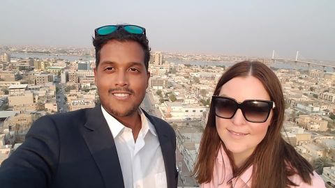Fernando Espinoza and Vanessa Powell in Basra, Iraq in 2019.