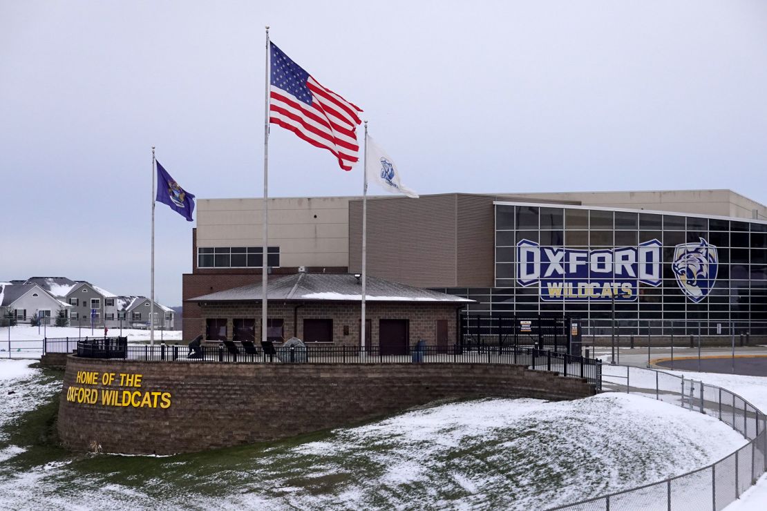 Oxford High School in Michigan on December 1, 2021, a day after the shooting. 