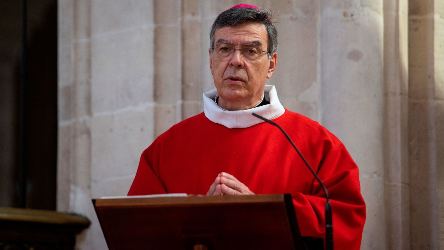 Archbishop of Paris Michel Aupetit, pictured in April, said he asks "forgiveness of those whom I might have hurt."