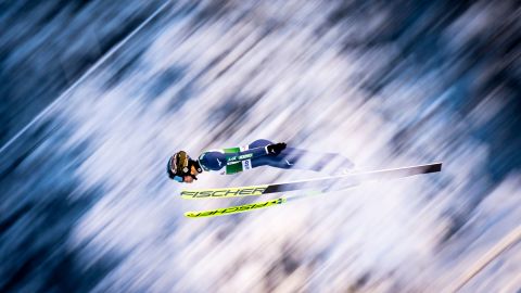 Japan's Akito Watabe competes in the ski-jumping portion of a Nordic combined event in Ruka, Finland, on Sunday, November 28.