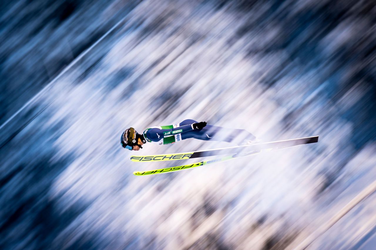 Japan's Akito Watabe competes in the ski-jumping portion of a Nordic combined event in Ruka, Finland, on Sunday, November 28.