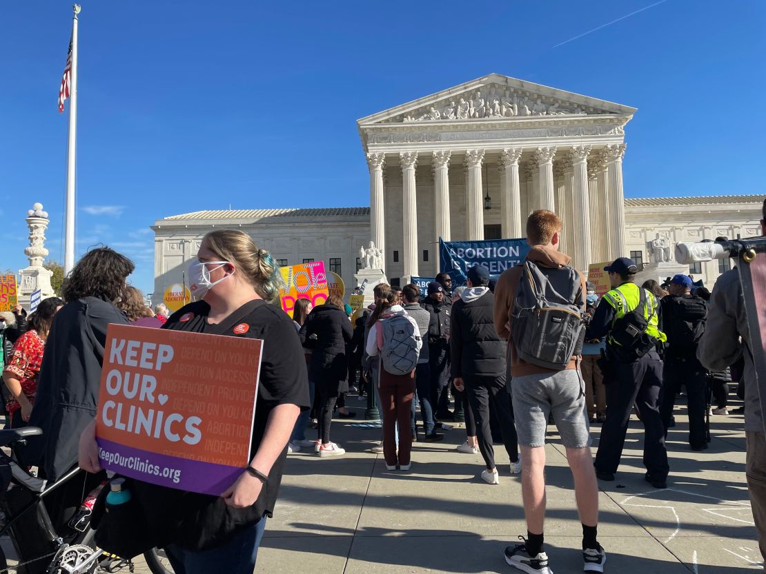 A rally gathered in Washington, DC, as arguments over abortion were heard at the US Supreme Court.