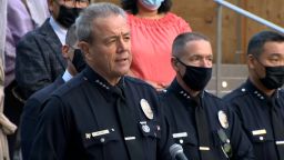 LAPD Chief Michel Moore shared details Thursday of the arrests of 11 people accused of committing coordinated robberies and burglaries. 