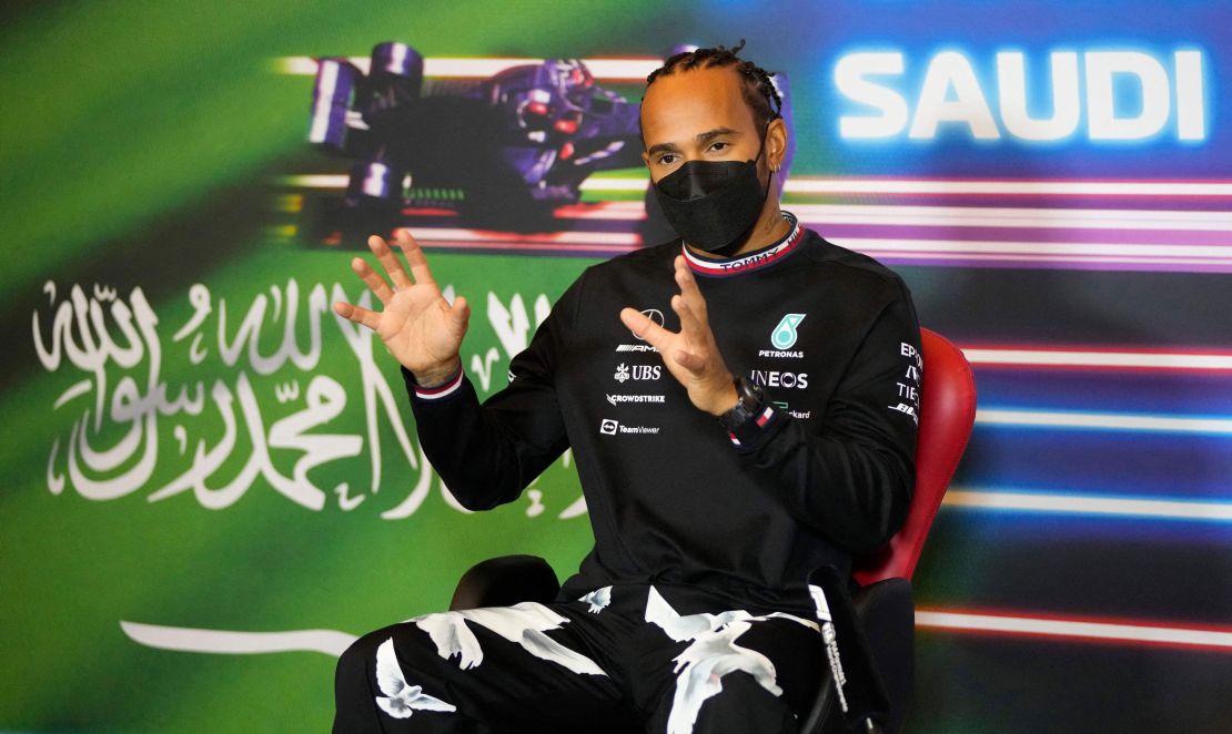 Lewis Hamilton said he is "not comfortable" racing in Saudi Arabia at a press conference. 