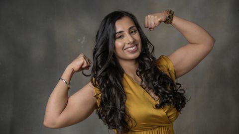 Bains started powerlifting when she was 17 and entered her first competition a few months later. 