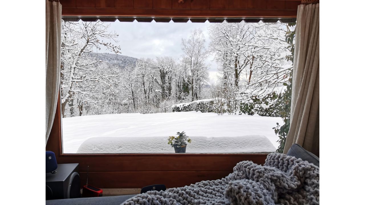 <strong>Room with a view: </strong>Graphic designer Barbara Duriau set up Facebook group "View From My Window" in March 2020, when Covid-19 restrictions hit Amsterdam, where she was living at the time. Pictured here: a snowy scene snapped in December 2020 from a home in Miglieglia, Switzerland.