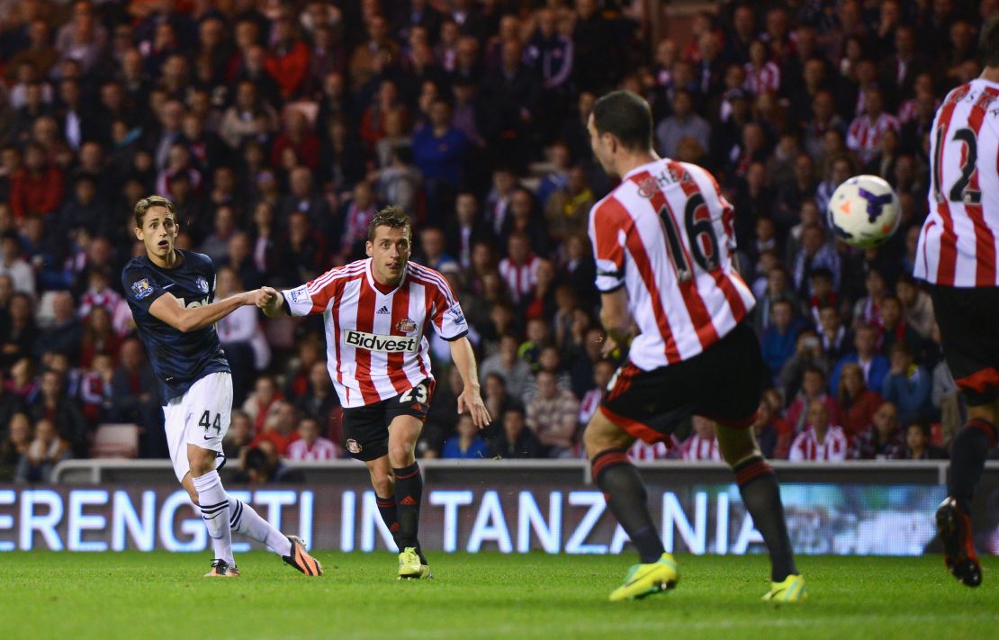 Adnan Januzaj scores Manchester United's second goal against Sunderland in 2013.