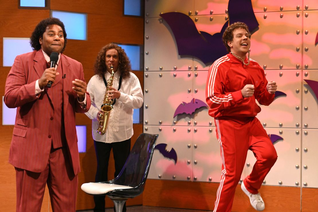 Fred Armisen, middle, as a Kenny G lookalike on an October 2021 episode of "Saturday Night Live."  
