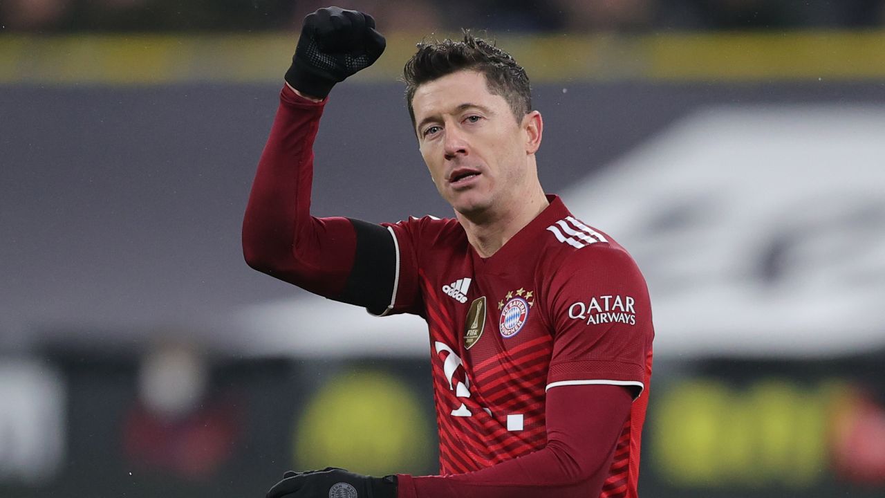 Lewandowski scored twice for Bayern Munich. 