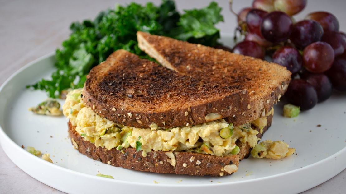 Chickpea "chicken" salad is one of many ways to replace meat in your weekly food routine.