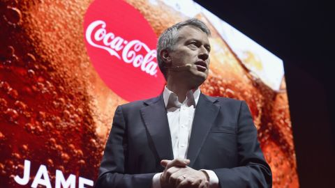 An analyst called Quincey, pictured in Paris in January 2016 at Coke's launch of its "One Brand" strategy, "very pragmatic" and "analytical."