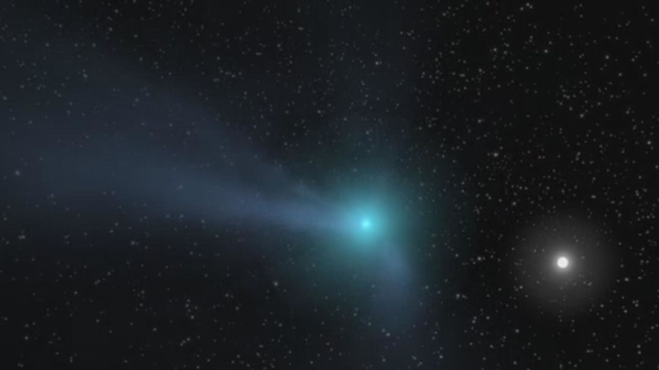 This NASA illustration shows a comet as it approaches the inner solar system.