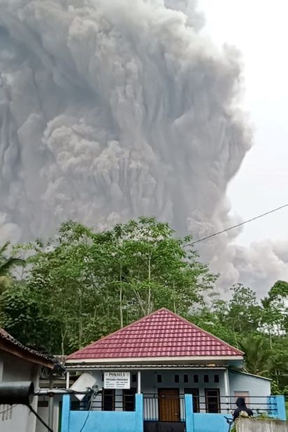 Mount Semeru spews volcanic ash on Saturday. Indonesia sits between two continental plates on what is known as the Ring of Fire, a band around the basin of the Pacific Ocean that leads to high levels of tectonic and volcanic activity.