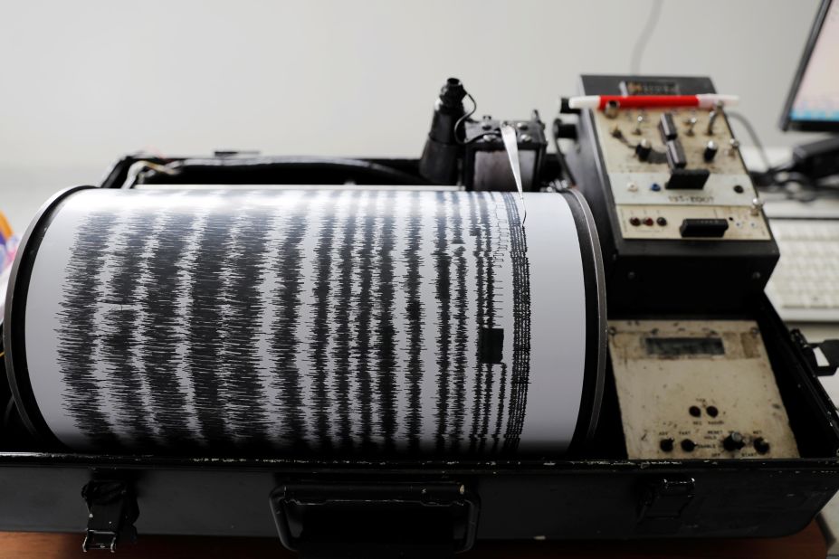A seismograph reflects Mount Semeru's activity on Monday.