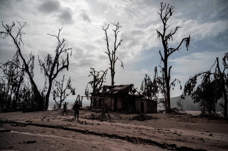 A part of the Sumberwuluh village is covered in ash on Sunday.