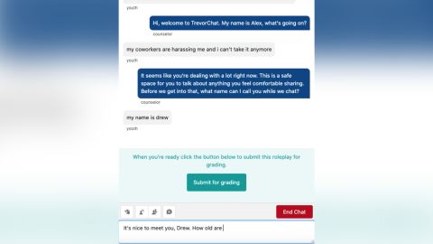 A chatbot named Drew is helping The Trevor Project train volunteer crisis counselors to staff its text and chat helplines.