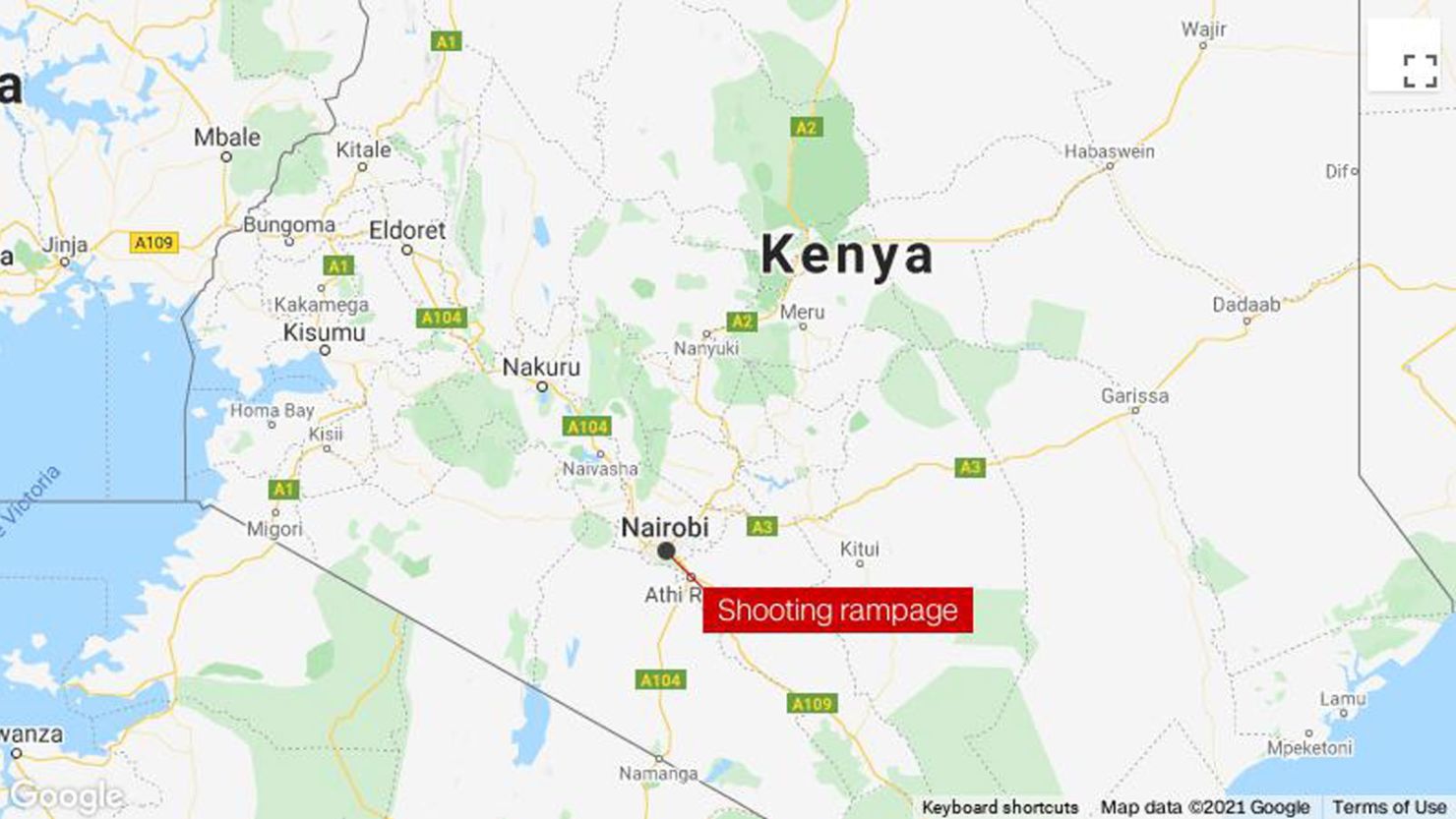 Nairobi Kenya shooting rampage MAP