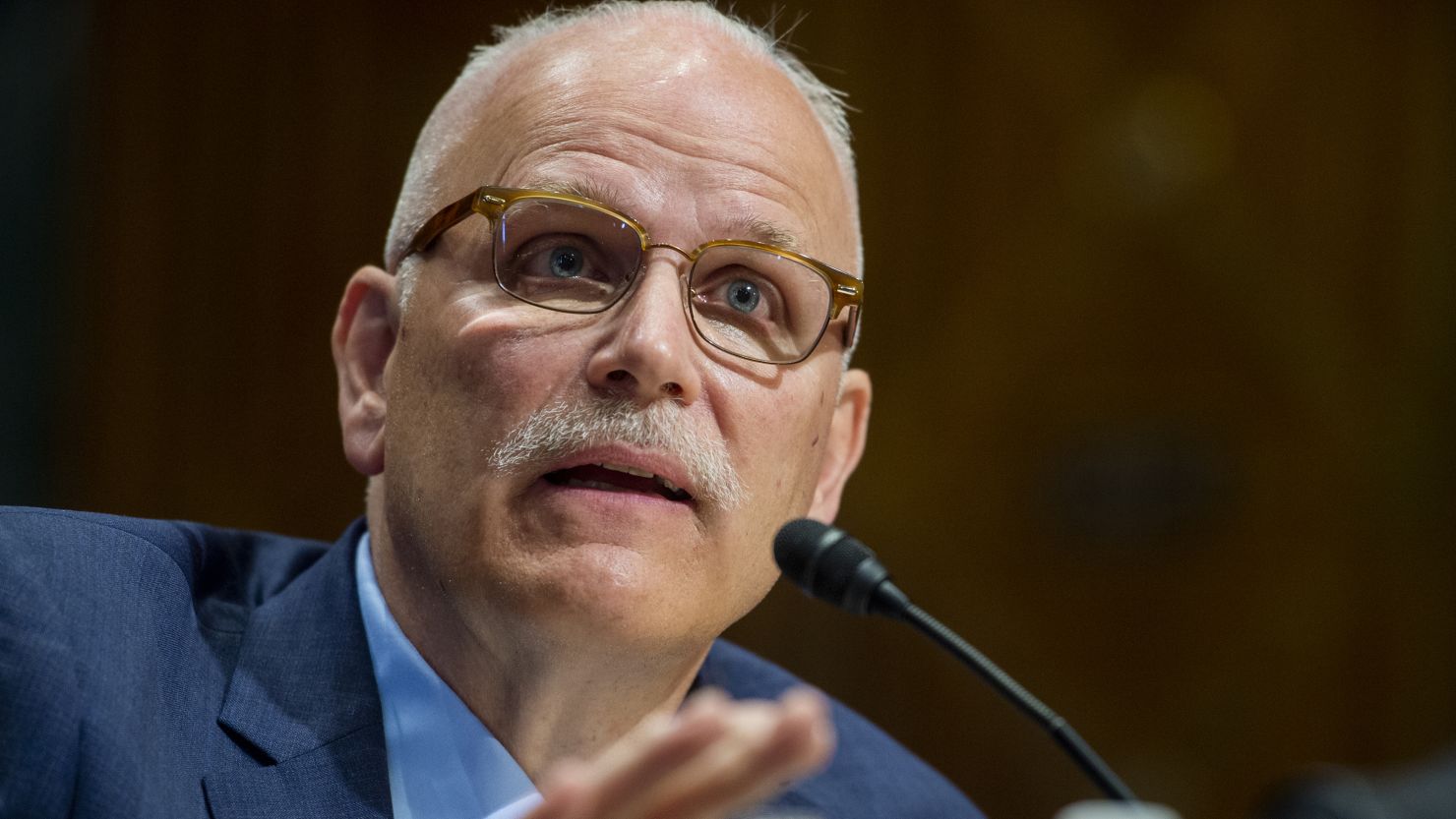 Chris Magnus appears at a Senate Finance Committee hearing to consider his nomination to be commissioner of US Customs and Border Protection on October 19, 2021, in Washington.