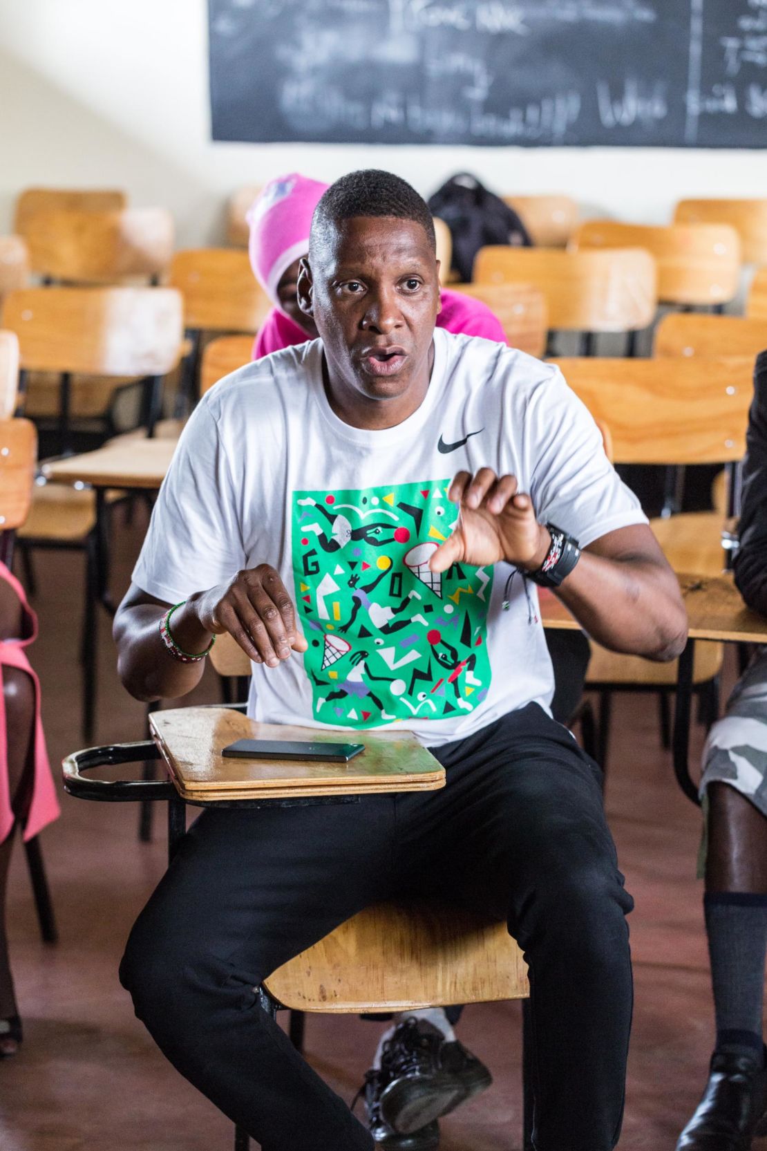 Masai Ujiri speaking in Kenya with his Giants of Africa organization.