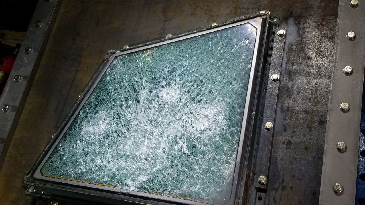 Various aircraft compoents are tested with the cannons, including windshields.