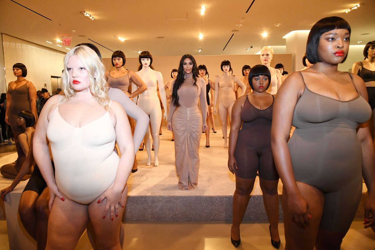 Kim Kardashian celebrates the launch of Skims at Nordstrom NYC in February 2020.