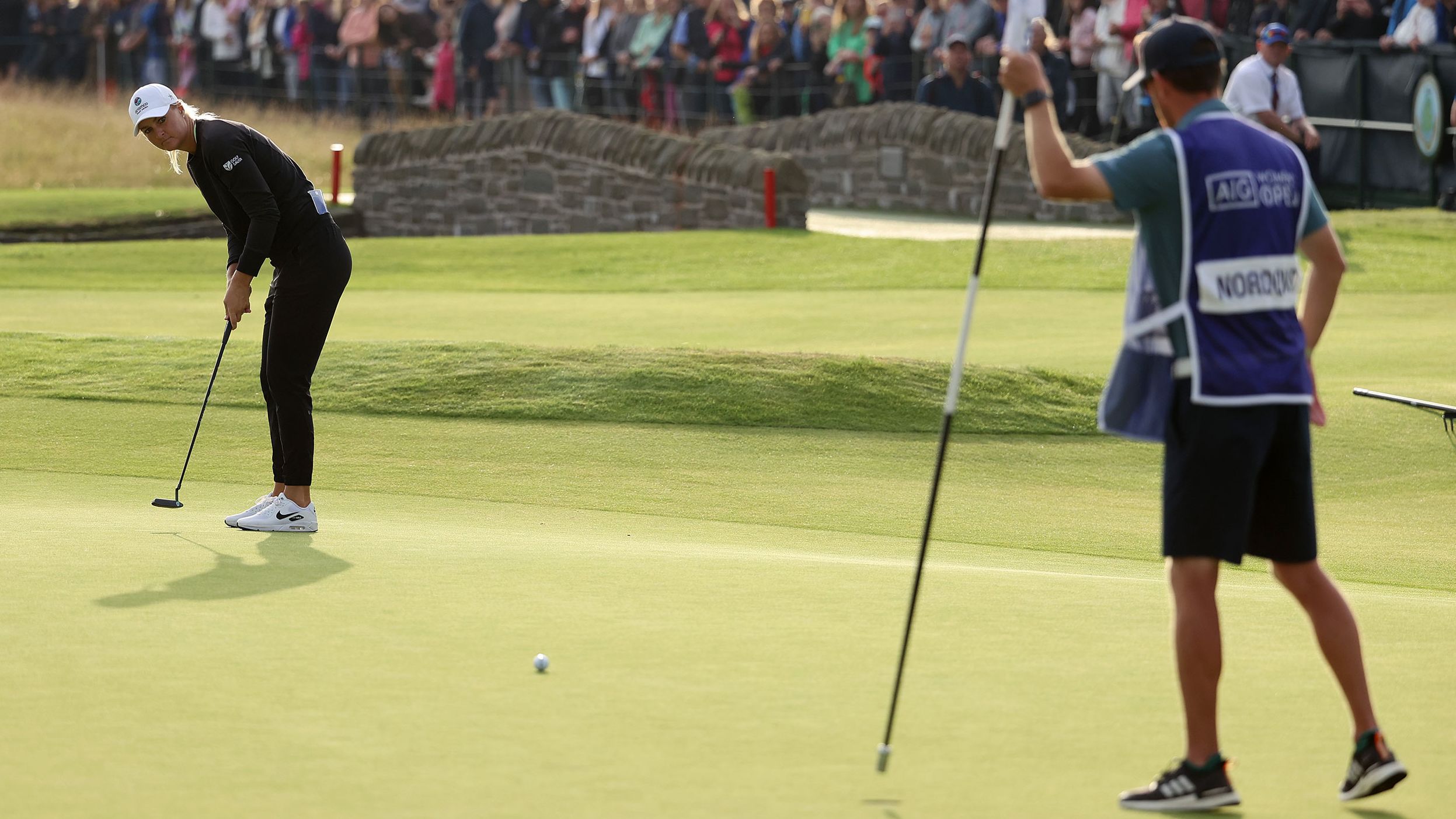 <strong>August 22:</strong> Anna Nordqvist putts on the 18th green during the final round of the Women's Open at Carnoustie Golf Links. She would end up winning the major, the third of her career and her first major victory in almost four years.