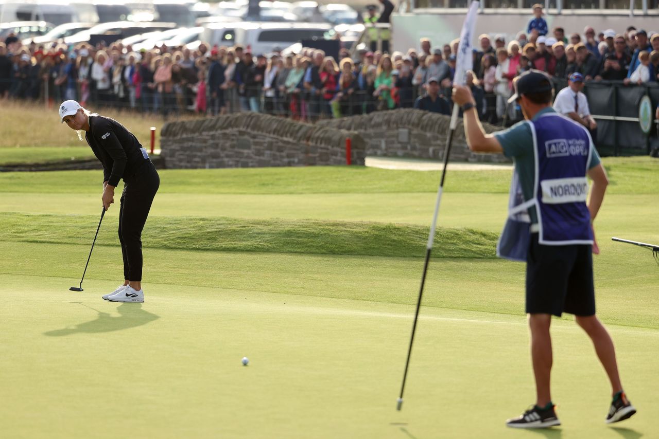 <strong>August 22:</strong> Anna Nordqvist putts on the 18th green during the final round of the Women's Open at Carnoustie Golf Links. She would end up winning the major, the third of her career and her first major victory in almost four years.