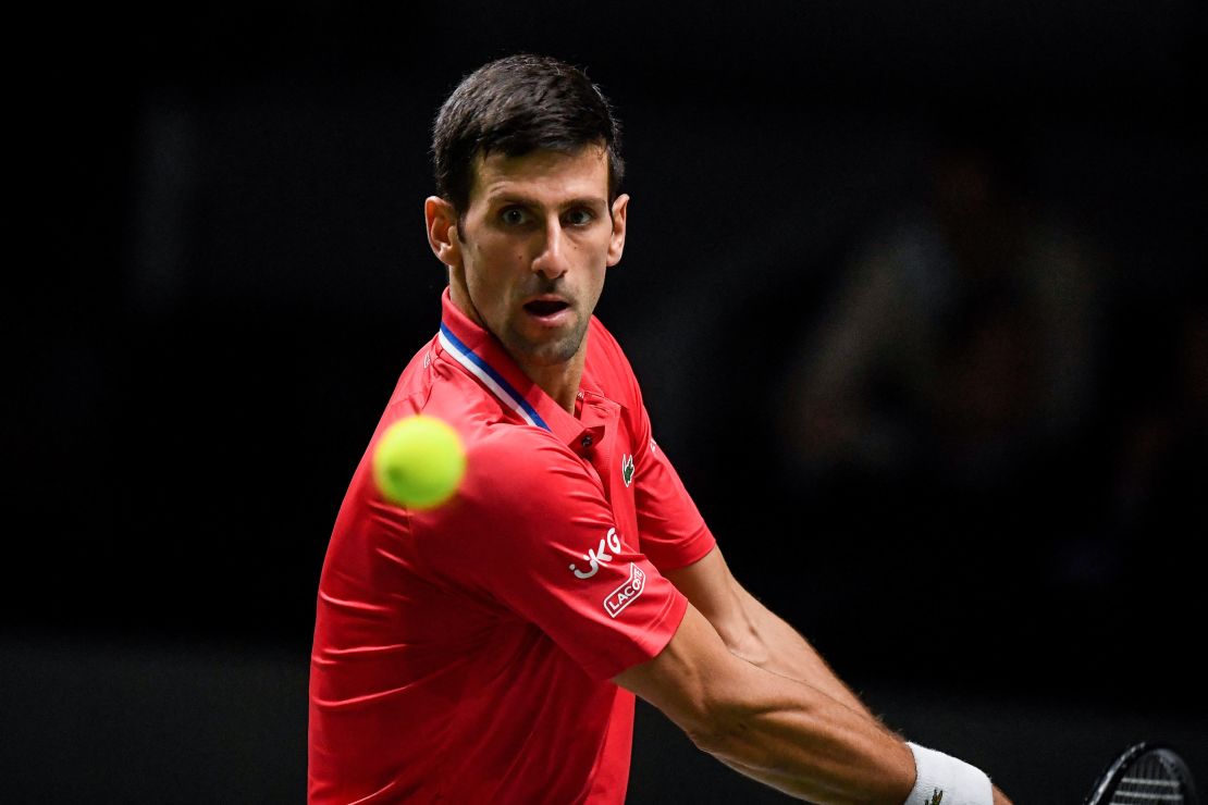 Djokovic competes for Serbia in the Davis Cup in Madrid earlier this month. 