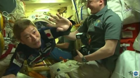 Japanese billionaire Yusaku Maezawa arriving on the International Space Station on December 8th, 2021.