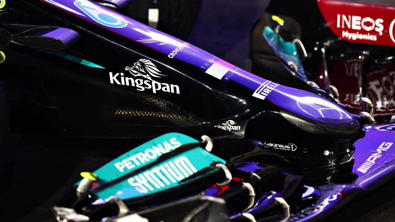 Kingspan branding is pictured on Lewis Hamilton's car during the Saudi Arabia Grand Prix.