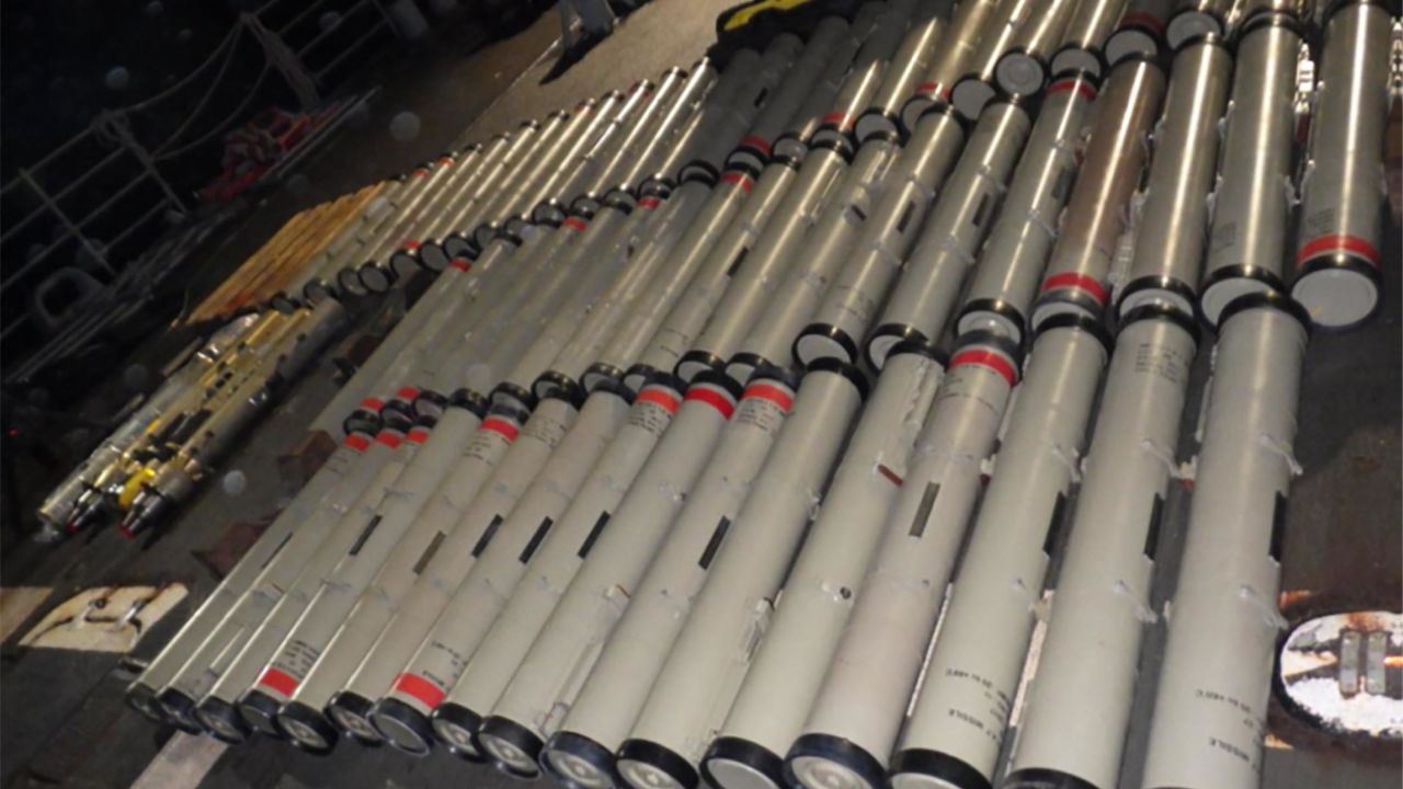 The Justice Department on Tuesday announced the forfeiture of two large caches of Iranian arms.