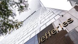 Signage outside the Jefferies Financial Group offices in New York, U.S., on Wednesday. Oct. 13, 2021. 